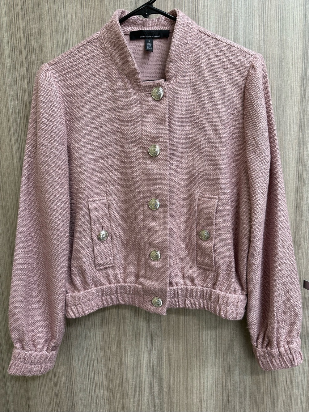 White House Black Market Blush Pink Textured Button Jacket